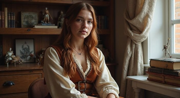 A young woman in vibrant cosplay sits thoughtfully in a cozy space. How Much Do Webcam Models Earn
